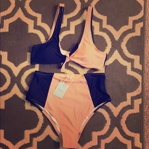 CUPSHE high waisted color-block Bikini